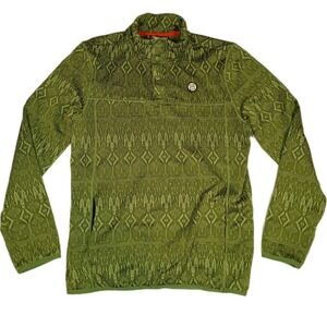 Avalanche Outdoor Supply 1/4 Snap Pullover Sweater Mens S Green Geometric Design